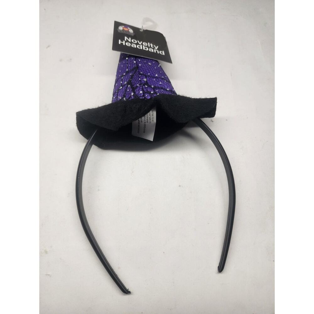 Happy Halloween Sparkling Witch Hat Headband - Black And Purple- NEW